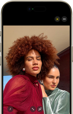 iPhone Air, front exterior, Dynamic Island centered near top, Center Stage for photos feature in use