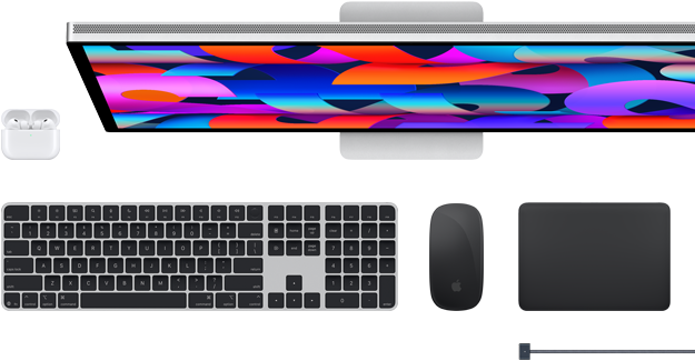 Mac accessories: AirPods, Studio Display, Magic Keyboard, Magic Mouse, Magic Trackpad, MagSafe charge cable